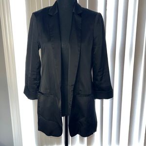Express women’s Satin Black Open Front Blazer